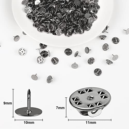 JANYUN 120 Pairs Black Butterfly Clutch Tie Tacks Blank Pin Clasp Back | Metal Holder Clasp Lock Backings,Replacement with 8mm Length 10mm Width Blank Pins for Brooch Lapel Enamel Craft Making - color: Black, size: 10mm