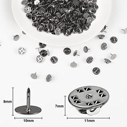 JANYUN 120 Pairs Black Butterfly Clutch Tie Tacks Blank Pin Clasp Back | Metal Holder Clasp Lock Backings,Replacement with 8mm Length 10mm Width Blank Pins for Brooch Lapel Enamel Craft Making - color: Black, size: 10mm