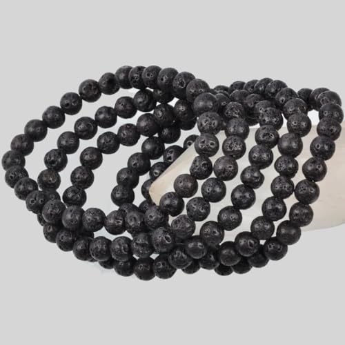 MASSIVE BEADS Handmade Yoga Stretch Elastic Bracelet Natural Stone Crystal Healing Power Energy Gifts for Unisex Adult 4mm 6mm 8mm 10mm - color: Black Lava(Calm), size: 6mm