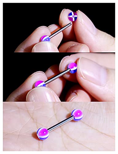 100pcs 14g Tongue Rings Nipple Rings for Women Men Surgical Stainless Steel Tongue/Nipple Piercing Jewelry Plastic Metal Tongue Ring 16MM Acrylic Straight Barbells Body Piercing Jewelry - color: A-100PCS Metal Tongue/Nipple Rings 14mm