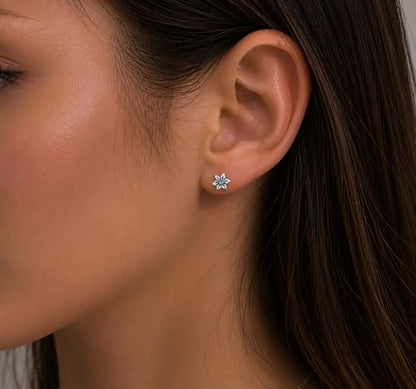 Birthstone Earrings: Handmade Necklace Flower Pendant with Colored Crystal - Gift for Mom, Daughter, BFF, Sister, Granddaughter, Niece - style: March