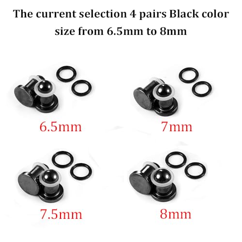 LADEMAYH Comfy Dead Stretching Ear Tapers Stretching Kit, Small Gaps Packed, 0.5mm Increments, Surgical Stainless Steel 316L, Flat Top Ear Plugs, Pain-Free Body Piercing Jewelry for Women & Mens - color: Black, size: 6.5-8mm 8pcs