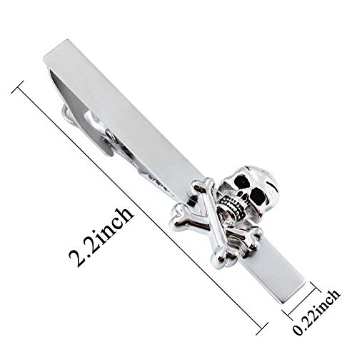 HAWSON 2 inch/ 2.2 inch Tie Clip for Men, Novelty Tie Bar Clip for Men and Boys, Interesting Tie Clip for Party - color: Skull