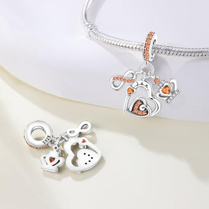 3PCS Birthstone Stone Charms for Charms Bracelet 925 Sterling Silver Infinity Love Heart Crown Dangle Charms Spacer Stopper Beads for Bracelets and Necklaces, Birthday Mother's Day Christmas Gifts For Women. - color: 01 Jan. 3PCS