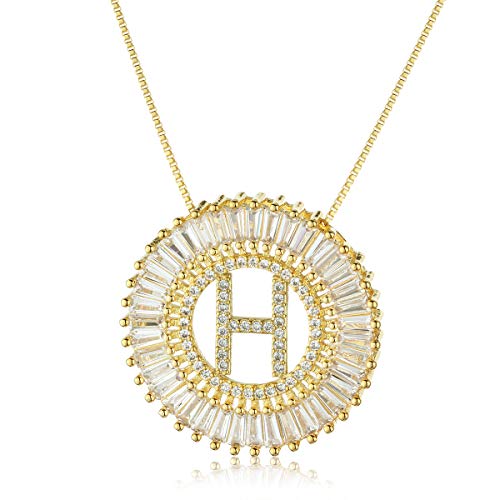 COTTVOTT A-Z Alphabet Pendant Necklaces Charms Women Initial Letter Chain Necklace 4 Colors - style: Gold-H