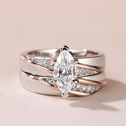 Jeulia Wedding Rings Engagement Rings for Women Anniversary Promise Ring Bridal Sets 925 Sterling Silver with 1.6 ct Primary Stone+ 0.32 ct Side Stone - color: Rose gold