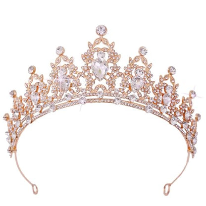 Kamirola - Queen Crown and Tiaras Princess Crown for Women Crystal Headbands for Bridal, Princess for Wedding and Party - color: Gold White