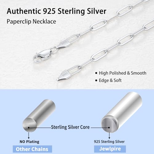 Jewlpire 14K Gold Plated 925 Sterling Silver Paperclip Chain Necklace for Women, 4mm 5mm Shiny & Sturdy Women's Chain Necklaces 16 18 20 22 24 26 Inch - color: 5mm 925 Sterling Silver, size: 18 Inch