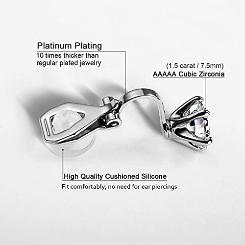Clip on Earrings Women, 14K Gold Hoop Clip-On Earrings for Women, Hypoallergenic Non Pierced Croissant Earrings - color: White Gold