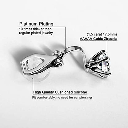 Clip on Earrings Women, 14K Gold Hoop Clip-On Earrings for Women, Hypoallergenic Non Pierced Croissant Earrings - color: White Gold