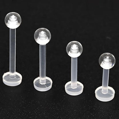 Clear Lip Piercings Set for Women Men 16 G Acrylic Tongue Rings Jewelry Nose Retainers Helix Earrings Studs Labret Piercing Para La Nariz 20 Pcs - size: 1.2*10