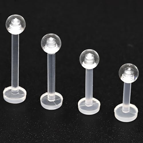 Clear Lip Piercings Set for Women Men 16 G Acrylic Tongue Rings Jewelry Nose Retainers Helix Earrings Studs Labret Piercing Para La Nariz 20 Pcs - size: 1.2*6+3