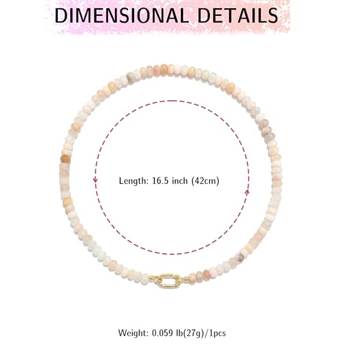 CONRAN KREMIX Colorful Stone Beaded Necklace for Women,Natural Gemstone Bead Choker Necklaces Boho Summer Beach Layering Necklace Jewelry Gift for Women - color: Beige Series