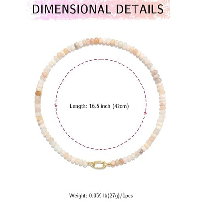 CONRAN KREMIX Colorful Stone Beaded Necklace for Women,Natural Gemstone Bead Choker Necklaces Boho Summer Beach Layering Necklace Jewelry Gift for Women - color: Beige Series