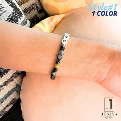 Customized Name Bracelet for Couples, Family, Friends, Personalized Bracelet with Names, Crystal Beads and elastic stretch - style: 6mm Stones
