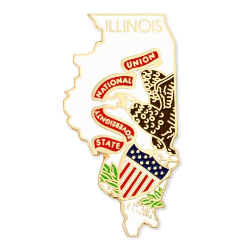 PinMart State Shape Flag Lapel Pin - color: Illinois Gold Plated, size: 25 Pack