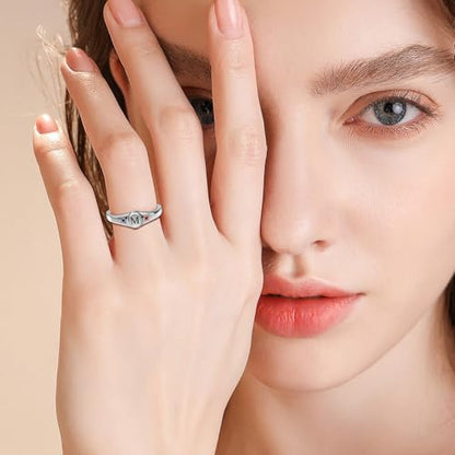 S925 Sterling Silver Personalized Initial Signet Ring Customized Letter With Birthstones Band Engraved Stacking Rings for Mother Daughter Wife Birthday Wedding Engagement Promise Ring - color: Style 1