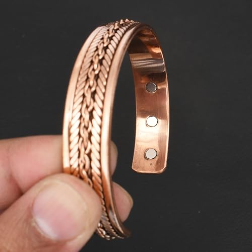 Pure Copper Cuff Bangle Bracelet 100% Solid, Raw & Uncoated Handmade Bracelets Jewelry Cuff Gift Bangle for Women & Men - color: Copper Cb-109