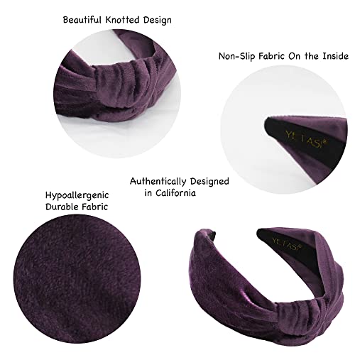 Headbands for Women Royal Purple Velvet Knotted Headband is a Trendy Top Knot Head band Fashion Womens Designer Girls Hair - color: Royal Purple