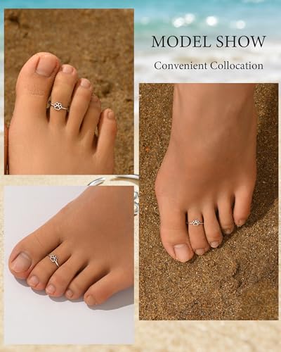 SUYACS 925 Sterling Silver Dog Cat Paw Print Toe Rings for Women | Puppy Pet Animal Claw Adjustable Open Pinky Ring Hypoallergenic Summer Holiday Beach Foot Jewelry Gifts for Mother Daughter - color: Style 1-Hollow Dog Paw