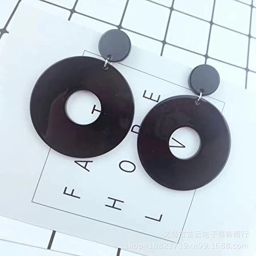 Acrylic Transparent Hollow Double Circle Round Dangle Earrings Geometric Statement Drop Earrings for Women Summer Holiday Cool Party Jewelry - color: 2pairs
