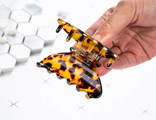 Handmade Celluloid Acetate French Design Barrettes Tortoise Shell Claws Hair Claw Luxury Fashion Accessories Hair Clip for Women (Dark) - color: Dark