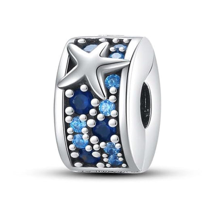 Heart Charm Clip Lock Spacer Stopper Charm Bead Bracelet 925 Sterling Silver Charms Safety Chain for Pandora Bracelets - color: Starfish