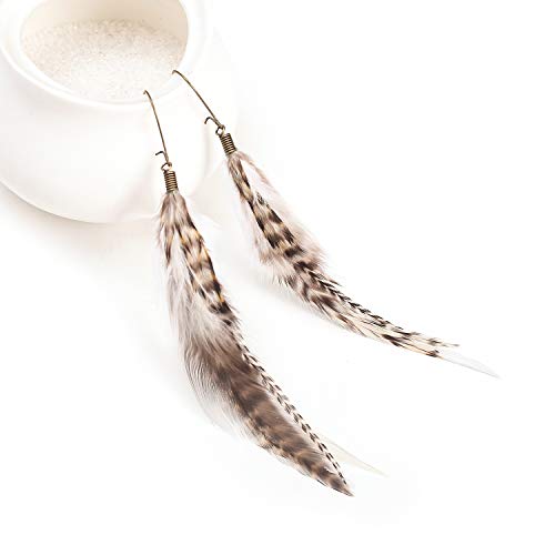 lureme Bohemian Multicolor Pheasant Feathers Dangle Earrings Handmade Natural Feather Earrings (er006314) - style: Style L