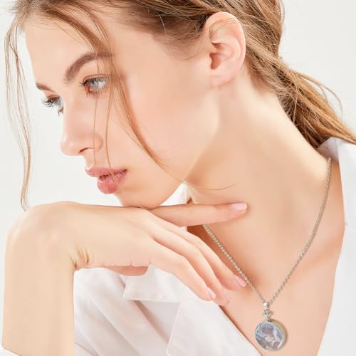 SUPERFINDINGS 2Pcs 2 Styles Photo Locket Necklace Memory DIY Square Charm Necklaces Glass Cabochons Photo Frame Locket Pendants for DIY Wedding Bouquet Jewelry Making