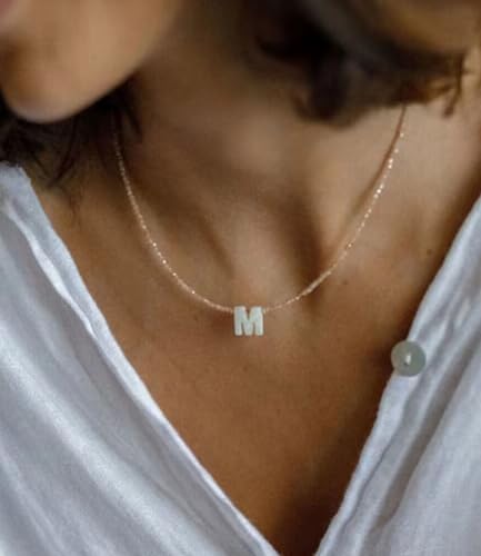 Tanyoyo Initial Necklaces for Women - Trendy Beaded Choker Necklace for Women, Handmade Letter Choker Necklace Jewelry for Women - style: D
