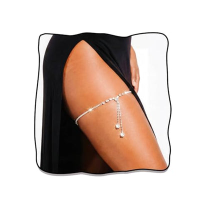 Rhinestone Garter Silver Party Leg Chain Crystal Garters for Women