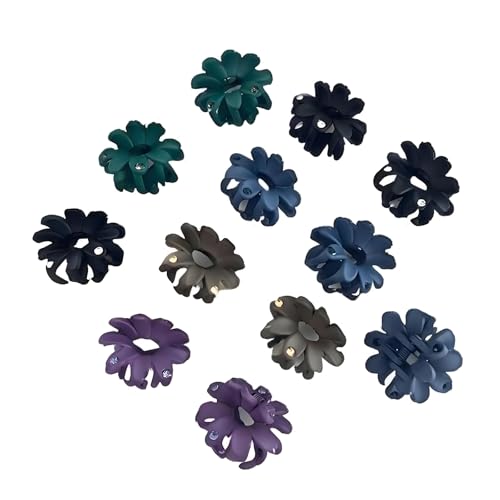 12Pcs Matte Daisy Hair Clips Non Slip Crystal Small Claw Clips | Reinforced anti-slip teeth, secure hold without scalp discomfort Romantic vintage daisy ornament embedded with shiny crystal