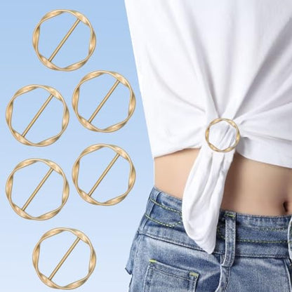 18Pcs Shirt Ties Clips for Women Silk Scarf Ring Clip T-Shirt Buckle Ring Clip Metal Round Circle Clip Clothes Clip - color: Matte Gold