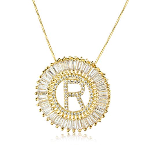 COTTVOTT A-Z Alphabet Pendant Necklaces Charms Women Initial Letter Chain Necklace 4 Colors - style: Gold-R