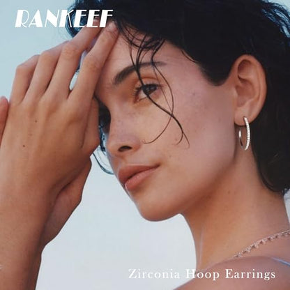 RANKEEF Gold/Silver Hoops Earrings For Women Hypoallergenic | S925 Silver Hoop Earings Lightweight Gold Hoops Gold Rhinestone Earring With Cubic Zirconia 20/30/40mm - color: Silver-20mm