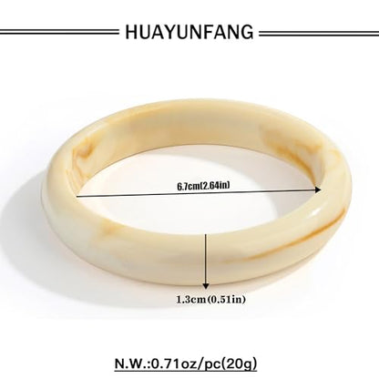Chunky Acrylic Bangles Bracelets For Women Geometric Acrylic Resin Acetate Mottled Wide Bangle Bracelet Statement Colorful Bangles for Party - color: 01-beige bangle