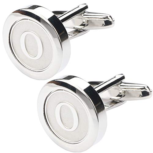 Mens Classic Stainless Steel Initial Cufflinks 26 Alphabet Initial Letter Cufflinks Business Wedding Shirts A-Z - style: O