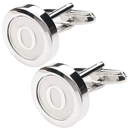 Mens Classic Stainless Steel Initial Cufflinks 26 Alphabet Initial Letter Cufflinks Business Wedding Shirts A-Z - style: O