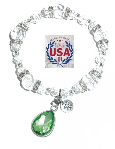 Hidden Hollow Beads Women's Crystal Stretch Charm Bracelet Handmade USA Inspirational Friendship Gift Jewelry for Her - style: Birthstone August