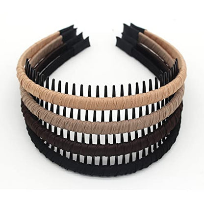 JOBAND 4pcs Hairbands for Women, Non-Slip Zig Zag Headbands, Adjustable Teeth Comb Hair Hoop, Daily Use, Yoga, Spa, Parties, Resin Cotton Blend | Non Slip hair accessories for women Can easily solve the problem of short hair on the forehead Suitable Daily