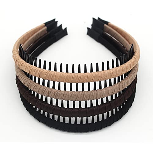 JOBAND 4pcs Hairbands for Women, Non-Slip Zig Zag Headbands, Adjustable Teeth Comb Hair Hoop, Daily Use, Yoga, Spa, Parties, Resin Cotton Blend | Non Slip hair accessories for women Can easily solve the problem of short hair on the forehead Suitable Daily