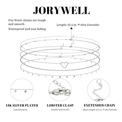 14K Gold Plated Waist Chain for Women Layered Waist Beads Belly Chain Belt, Waterproof Summer Beach Body Jewelry for Bikini, Festival Vacation Accessories for Women - style: Rhinestone Heart