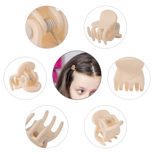 YOHAMA 36Pcs Beige Mini Hair Claw Clips for Women&Girls, Strong Bangs Clips | Durable Strong Springs, Great Grip, Thick Plastic, Non-non-Pulling or Snagging, Holder Tightly, Multifunction, Holiday Gifts - color: Beige-1.4cm