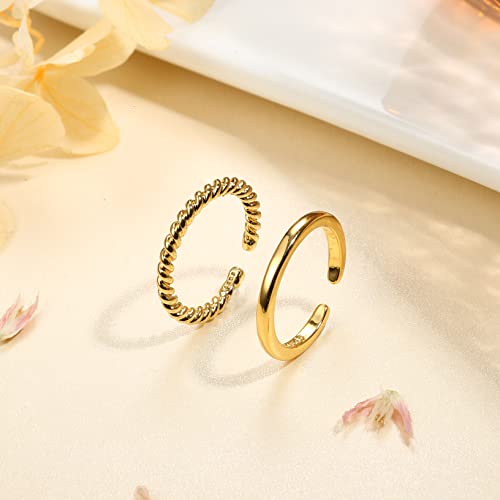 IRONBOX 14K Gold Filled Toe Rings for Women Simple Open Band Toe Ring Adjustable Toe Rings - color: Gold D