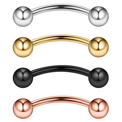 Ruifan 14G 14mm Surgical Steel Eyebrow Snake Eyes Tongue Navel Belly Ring Body Piercing Jewelry 2-6PCS - color: 14G 9/16" (14mm) Mix Color -4PCS