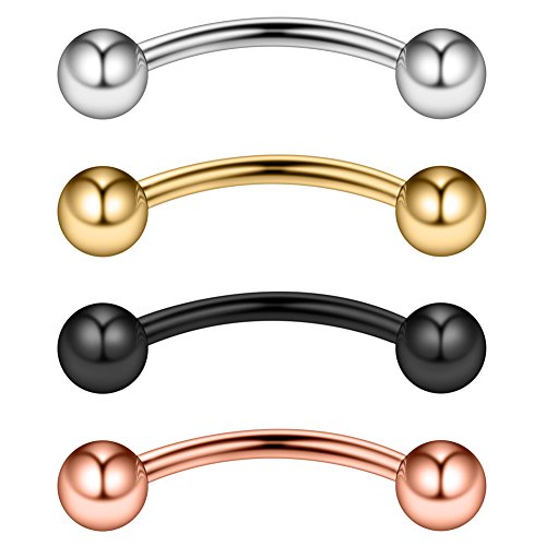 Ruifan 14G 14mm Surgical Steel Eyebrow Snake Eyes Tongue Navel Belly Ring Body Piercing Jewelry 2-6PCS - color: 14G 9/16" (14mm) Mix Color -4PCS