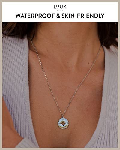 LUUK LIFESTYLE Stainless steel necklace with pendant and HAPPINESS card, 20” adjustable length, lucky charm, friendship chain, Valentine's Day gift, birthday, women's jewelry, silver, gold, rosegold - color: Silver, size: Compass