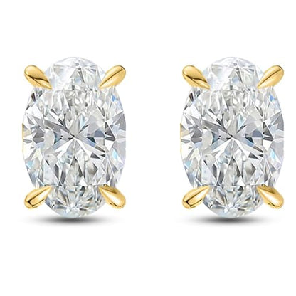 Ginger Lyne 5Ct Oval Cubic Zirconia Stud Earrings 10mm for Women | Sterling Silver Earrings 10mm Oval Cubic Zirconia Stone 14K Gold Plated and White Gold Plated Options, Push Back Stud Setting - color: Gold