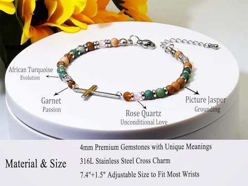 Dainty Bracelets for Women Paperclip Chain Bangles Handmade Tiny Cute Oval and Round Beaded Bracelet 316L Stainless Steel Jewelry Gift for Best Friend - style: Cross-You are Awesome