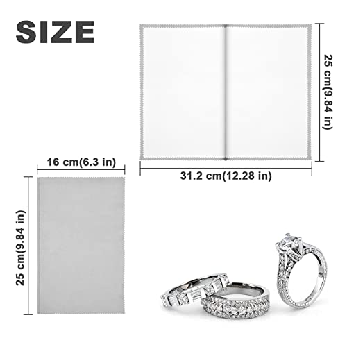 SEVENWELL Silver Polishing Cloth, 4PCS Large Jewelry Cleaning Cloths | Dual-Layer Cleaning, 10" × 12" Large Size, Reusable, Helps Remove Tarnish, Restores Shine, Jewelry Care - color: 4pcs Light Gray